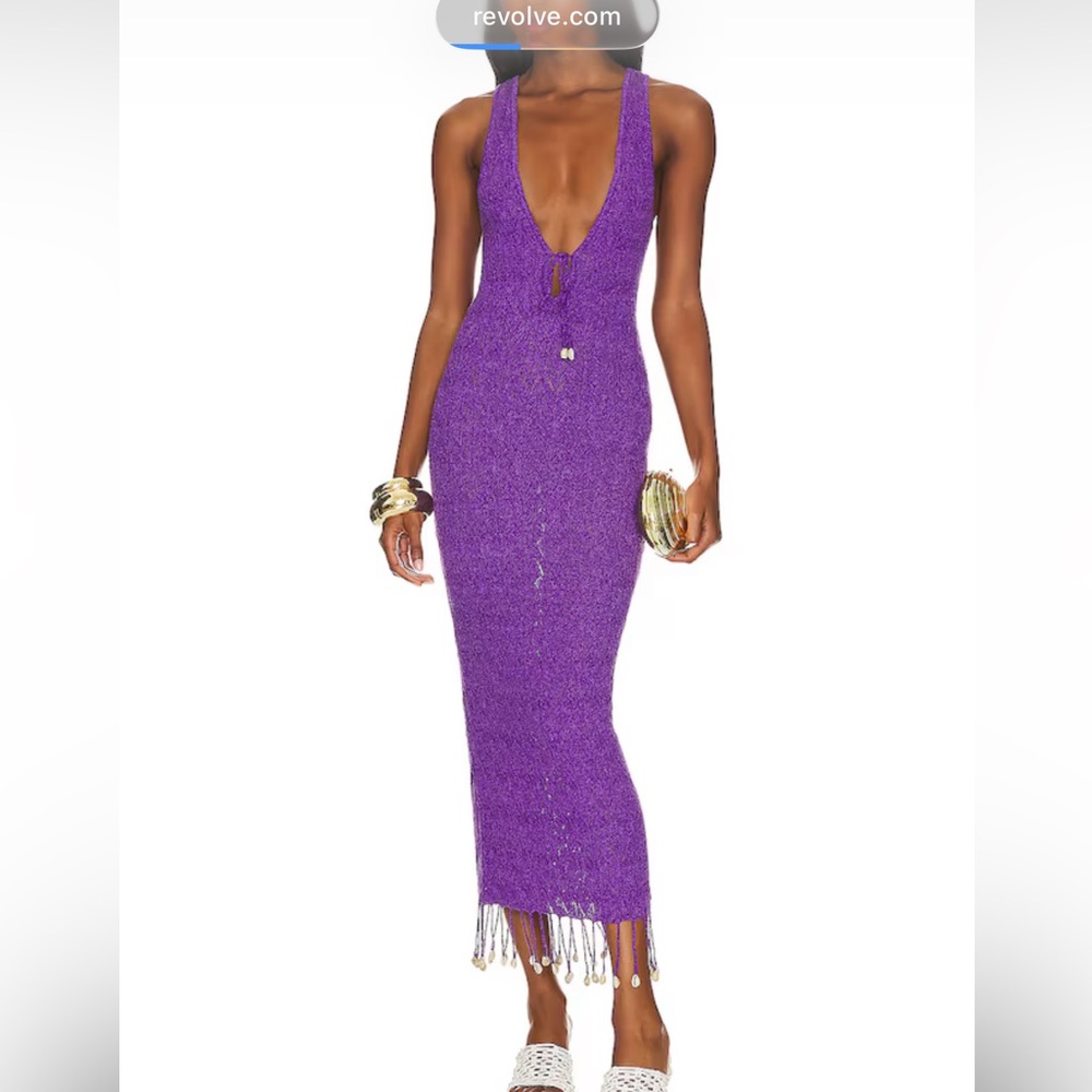 Camila Coelho Purple Knit Halter Maxi Dress